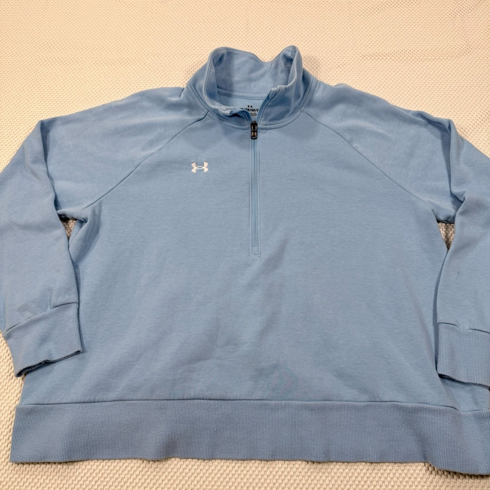 Under Armour Pullover Womens 1X Light Blue Rival Fleece Half Zip Sweatshirt UA